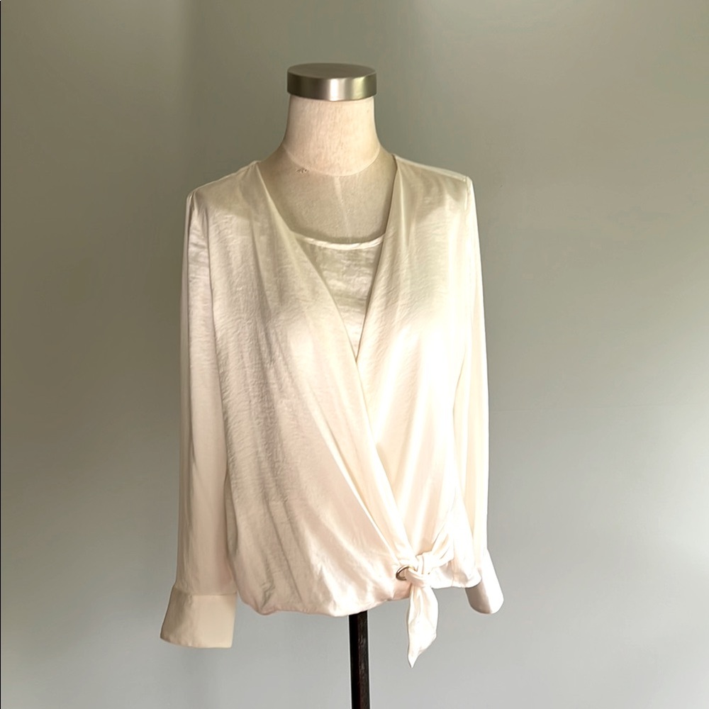 Elegant Cream Wrap Blouse